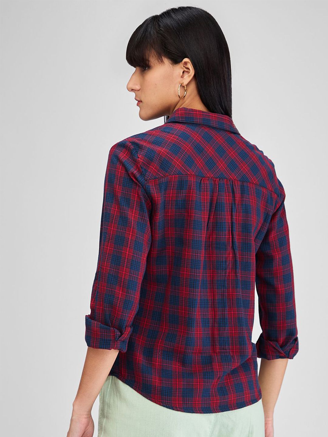 SPYKAR Women Buffalo Checks Opaque Checked Casual Shirt