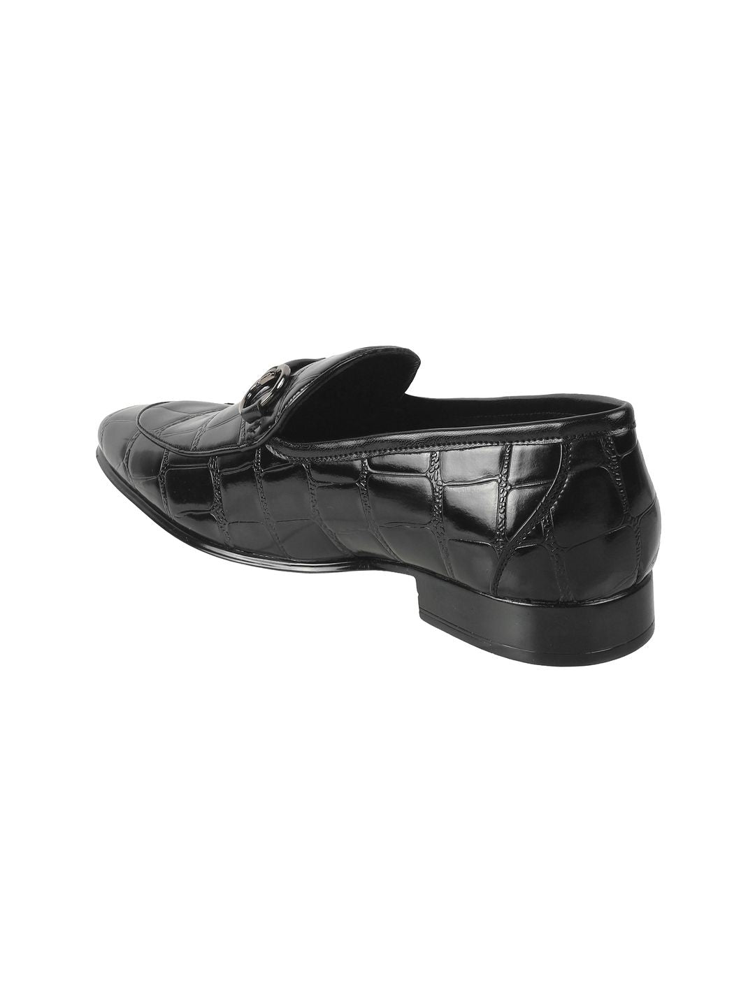 Metro Men Textured Leather Formal Slip-On Shoes