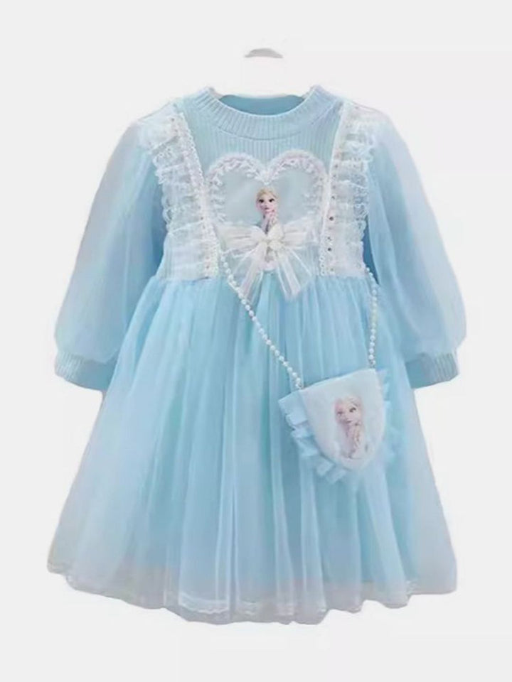 YK Girls Reka Bentuk Self Puff Lengan A-Line