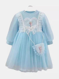 YK Girls Reka Bentuk Self Puff Lengan A-Line