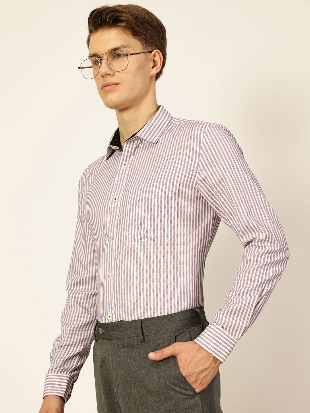 Thomas Scott Men Premium Opaque Striped Formal Shirt