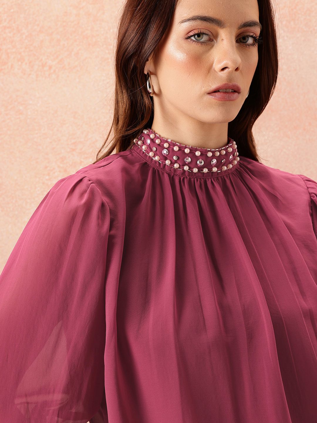 all about you Embellished High Neck Top