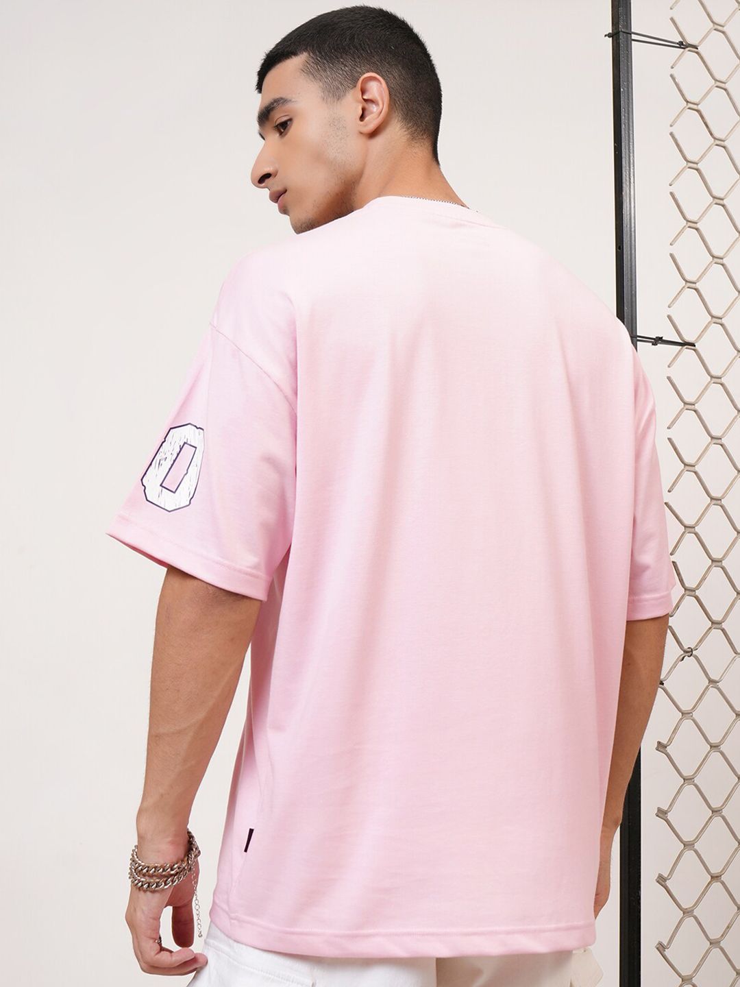 Highlander Lelaki Besar Turun Bahu Bulat Leher Separuh Lengan T Shirt