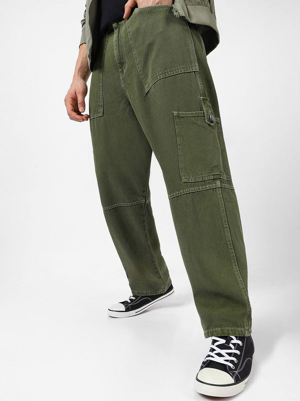 Urbano Fashion Men Baggy Fit Pure Cotton Cargo Jeans