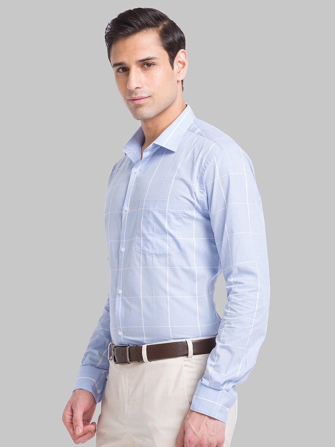 Park Avenue Slim Fit WindowPane Memeriksa Baju Formal Organik