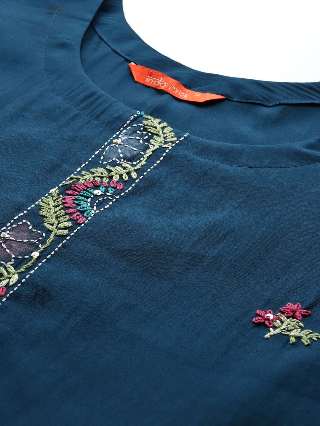 Indo Era Women Floral Embroidered Thread Work Kurta with Trousers & With Dupatta