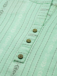 KALINI Striped Mandarin Collar Straight Kurta with Trousers