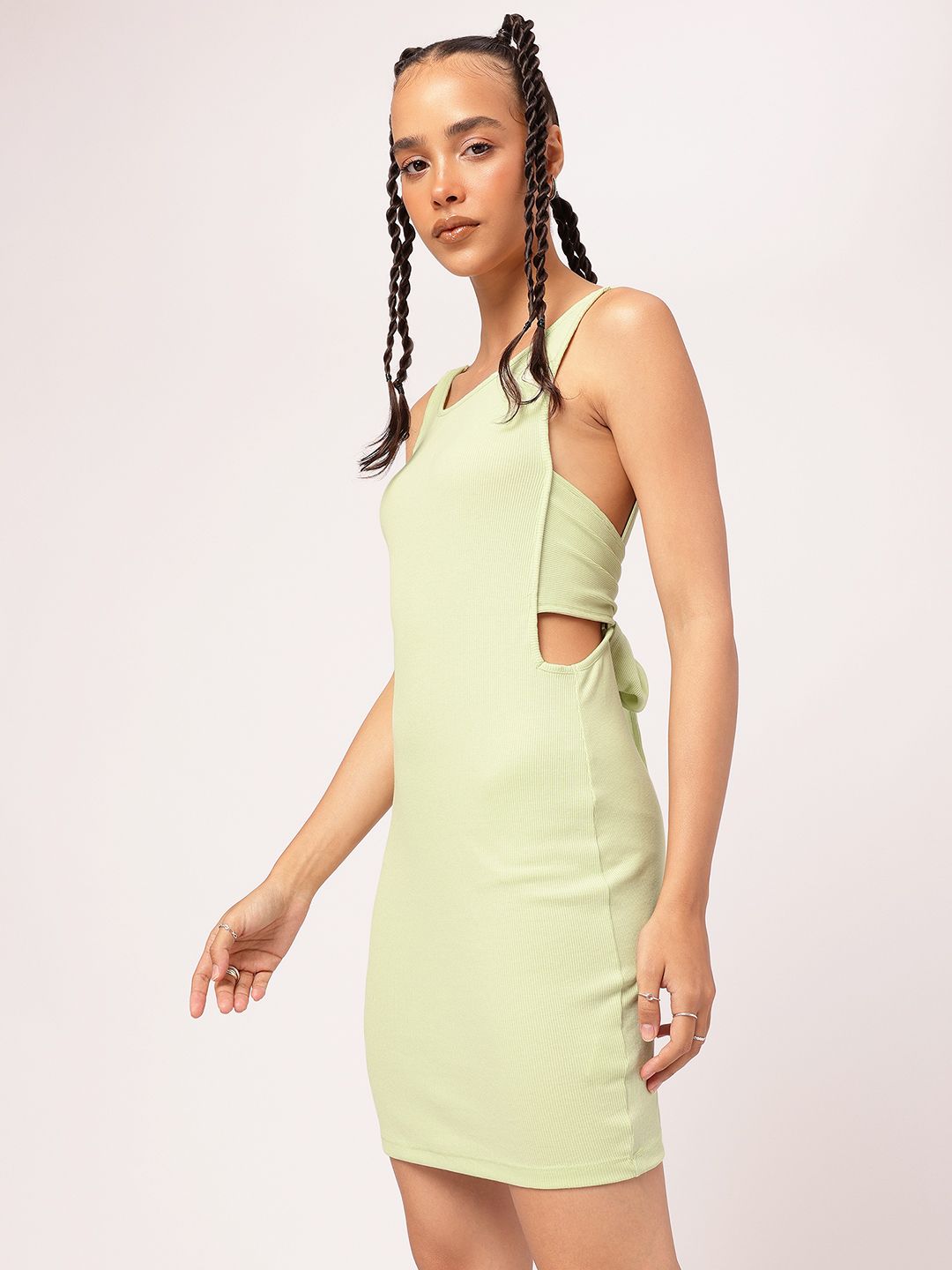 DressBerry Edgy Ribbed Low Back Bodycon Mini Dress