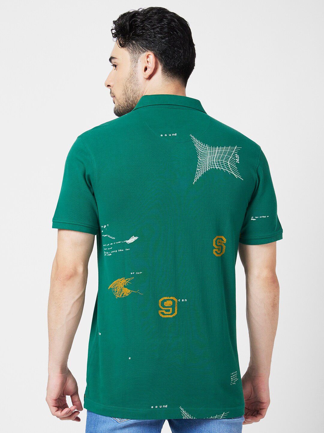 SPYKAR Conversational Printed Polo Collar Slim Fit Cotton T-shirt