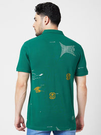 SPYKAR Conversational Printed Polo Collar Slim Fit Cotton T-shirt