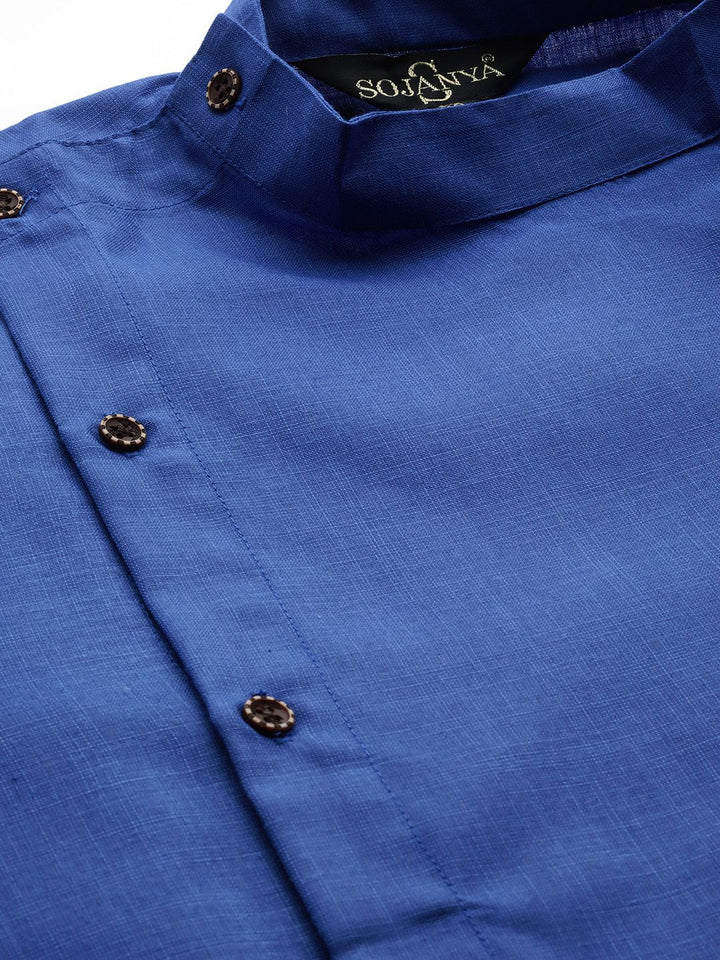 SOJANYA Lelaki Biru Solid Asymmetric Kurta