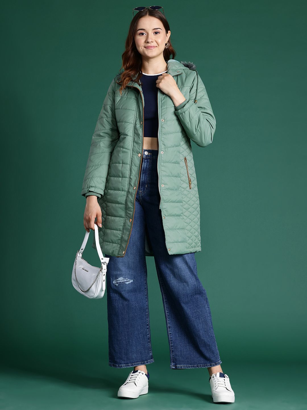 DressBerry Longline Hooded Quilted Parka Jacket