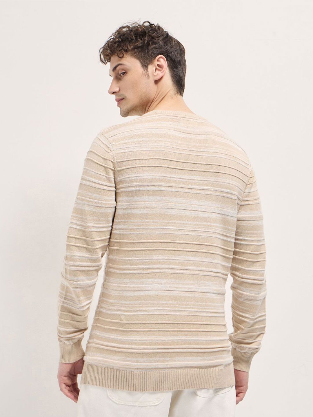THE BEAR HOUSE Men Cotton Striped Slim Fit T-Shirt