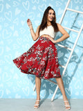Berrylush Women Floral Print Flared High Rise A-Line Skirt