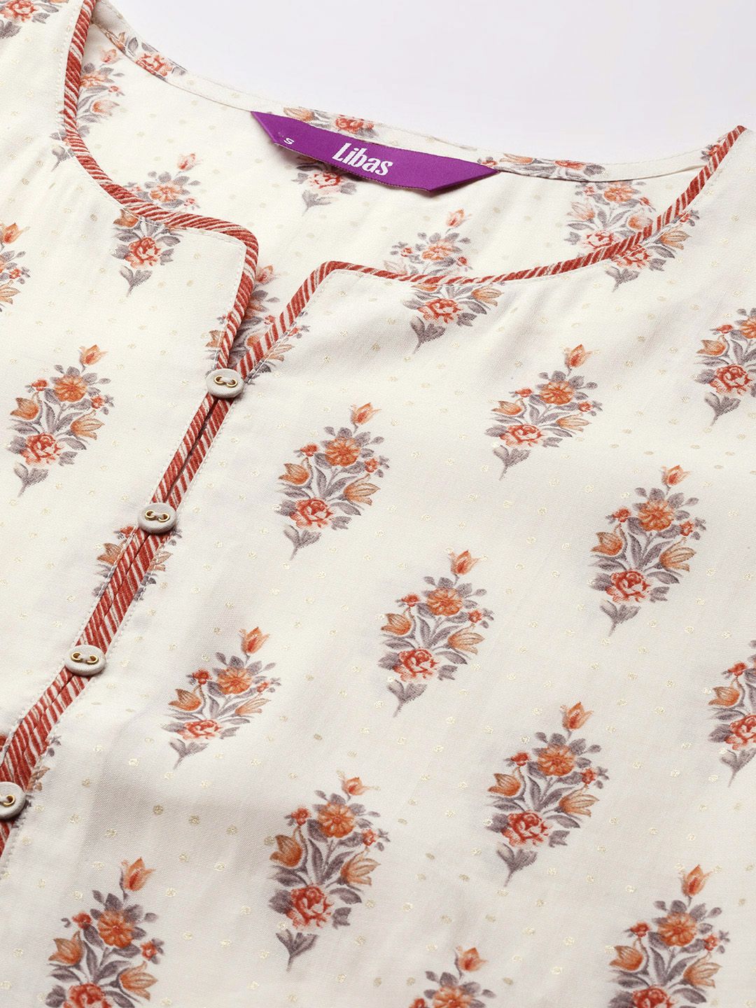 Libas Floral Printed Sweetheart Neck Kurta With Palazzos & Dupatta