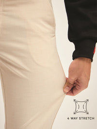 THE BEAR HOUSE Men Solid 4 Way Stretch Formal Trouser