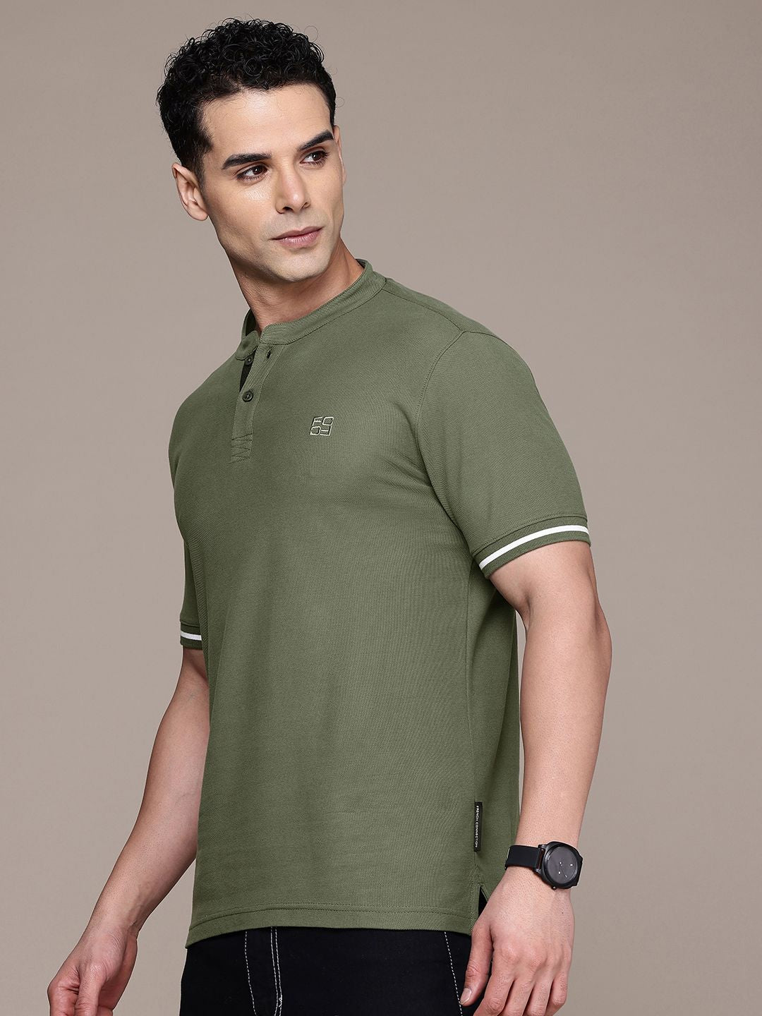 French Connection Henley Neck Pure Cotton T-shirt