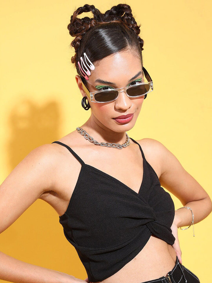 Tokyo Talkies Black Shoulder Strap Bralette Crop Top