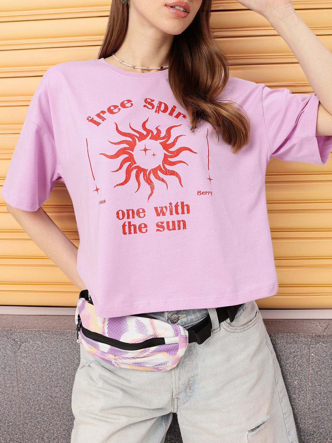 DressBerry Let Your Light Shine Printed Boxy T-shirt