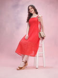 DressBerry Self-Striped Smocked Fit & Flare Dress