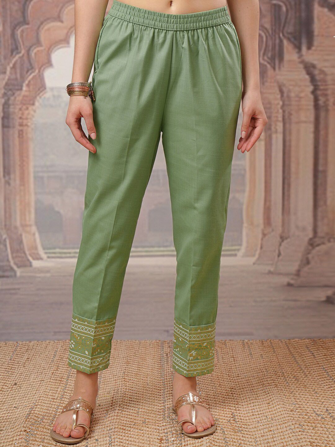Vishudh Ethnic Motifs Yoke Design Regular Kurta with Trouser & Dupatta