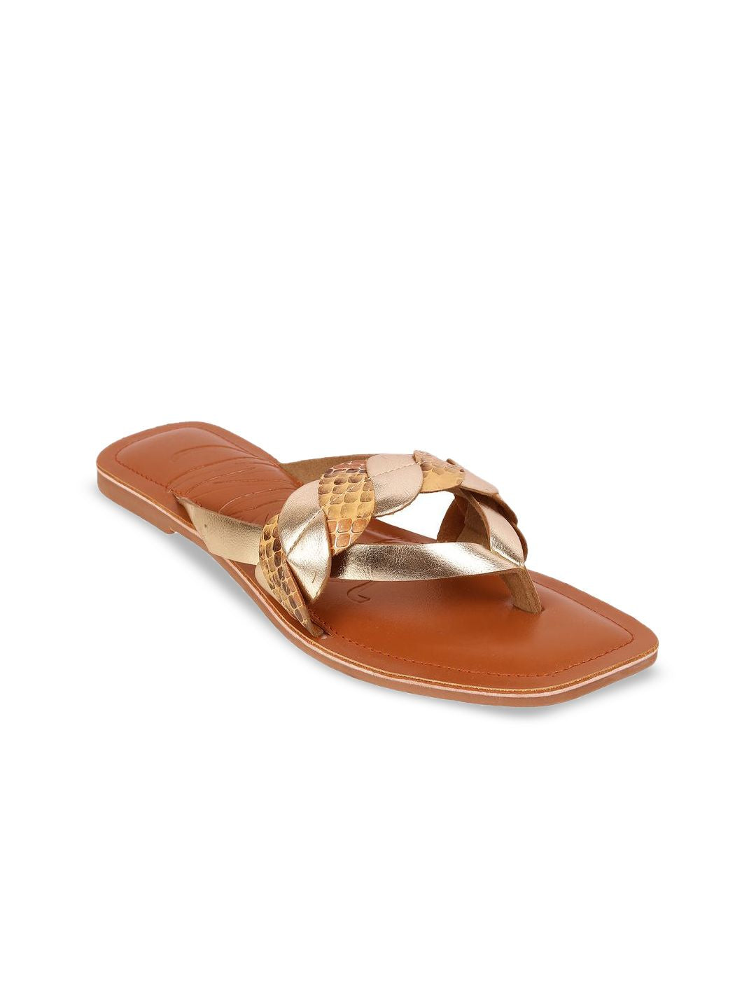 Mochi Women Printed Open Toe Flats with Buckles