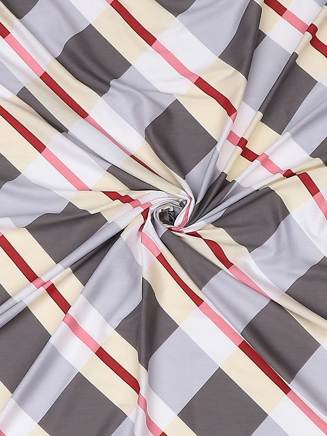 Monte Carlo Purple & Grey Geometric Cotton 200 TC Queen Bedsheet With 2 Pillow Covers