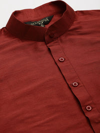 SOJANYA Men Maroon & Beige Kurta with Churidar