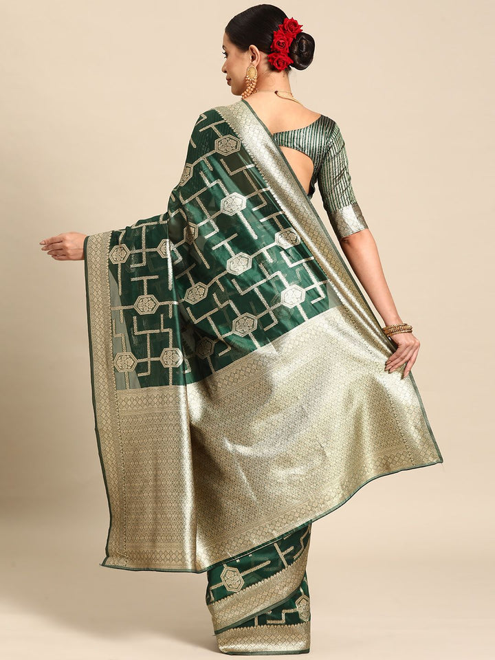 Saree mall Ethnic Motifs Zari Organza Banarasi Saree