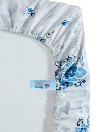 Myntra Elegant Homes Blue & White Floral 400 TC Single Bedsheet with 1 Pillow Covers