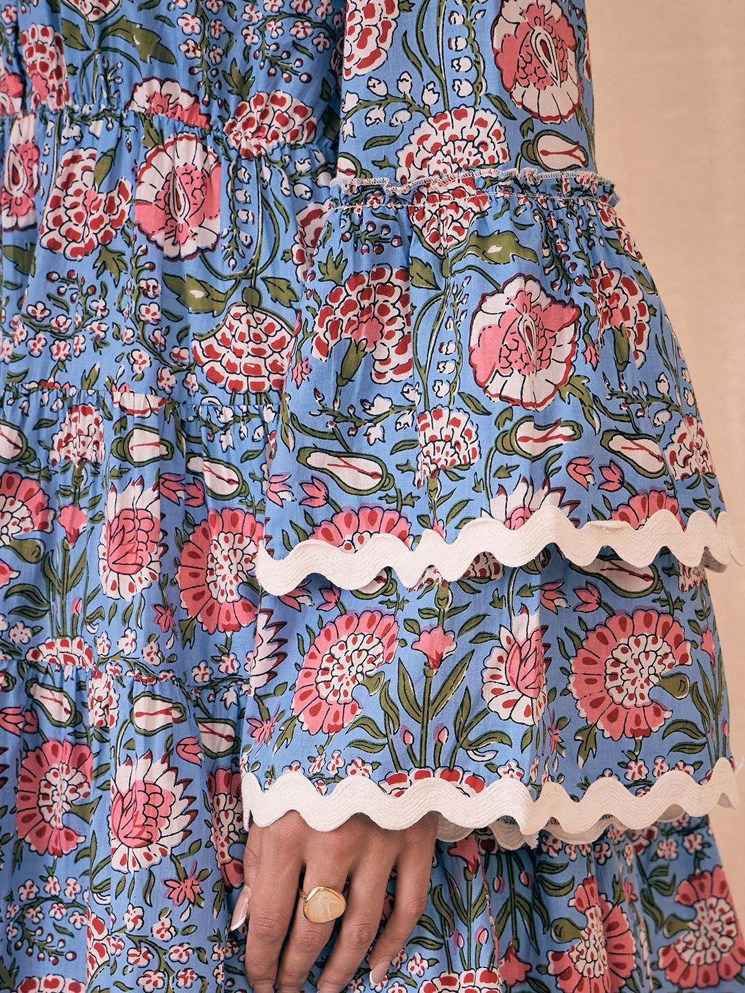 Pink Paprika by SASSAFRAS Round Neck Floral Print Fit and Flare Dress
