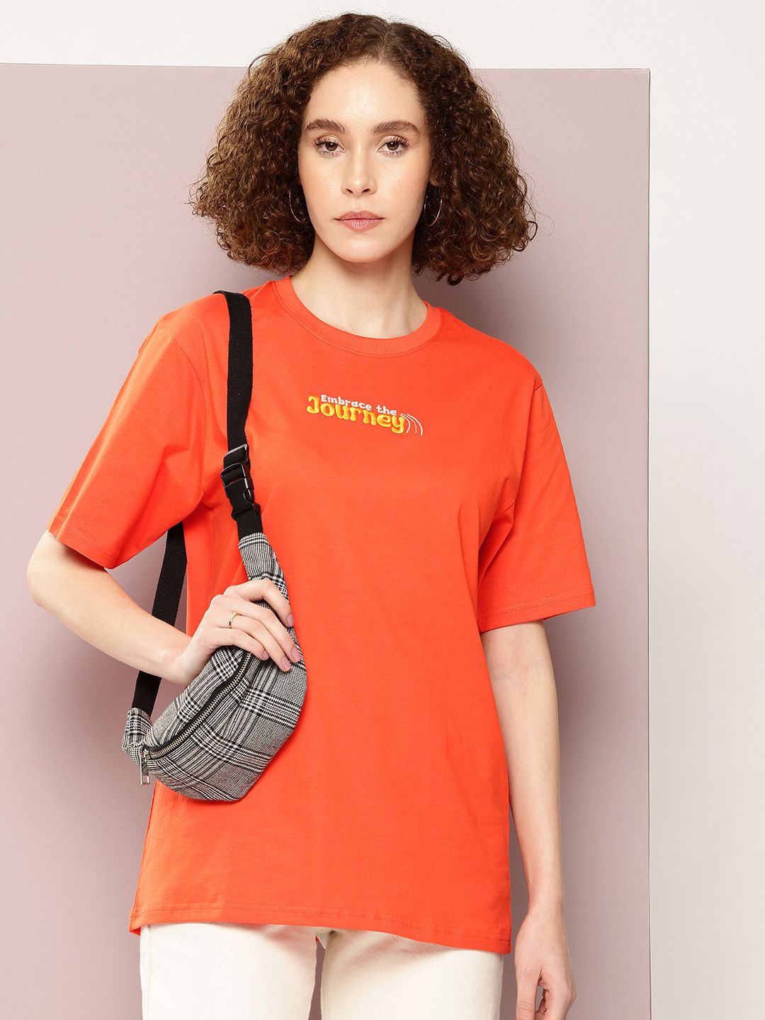 DILLINGER Women Typography Printed Pure Cotton Oversized T-shirt