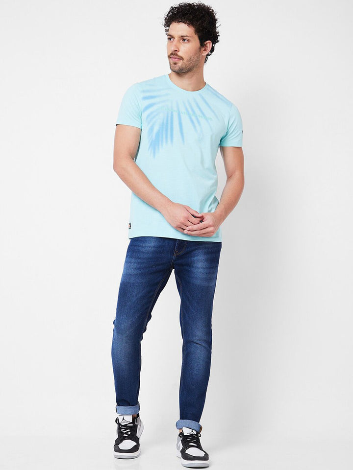 SPYKAR Typography Printed Round Neck Cotton Slim Fit T-shirt