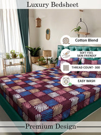 Myntra Elegant Homes Multicoloured Geometric 300 TC King Bedsheet with 2 Pillow Covers