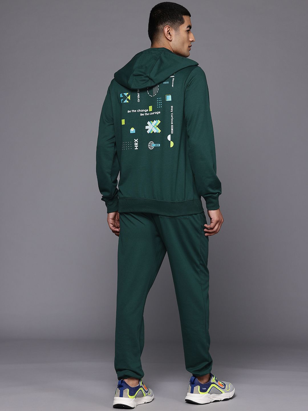 HRX by Hrithik Roshan Men Printed Hooded Lifestyle Tracksuit