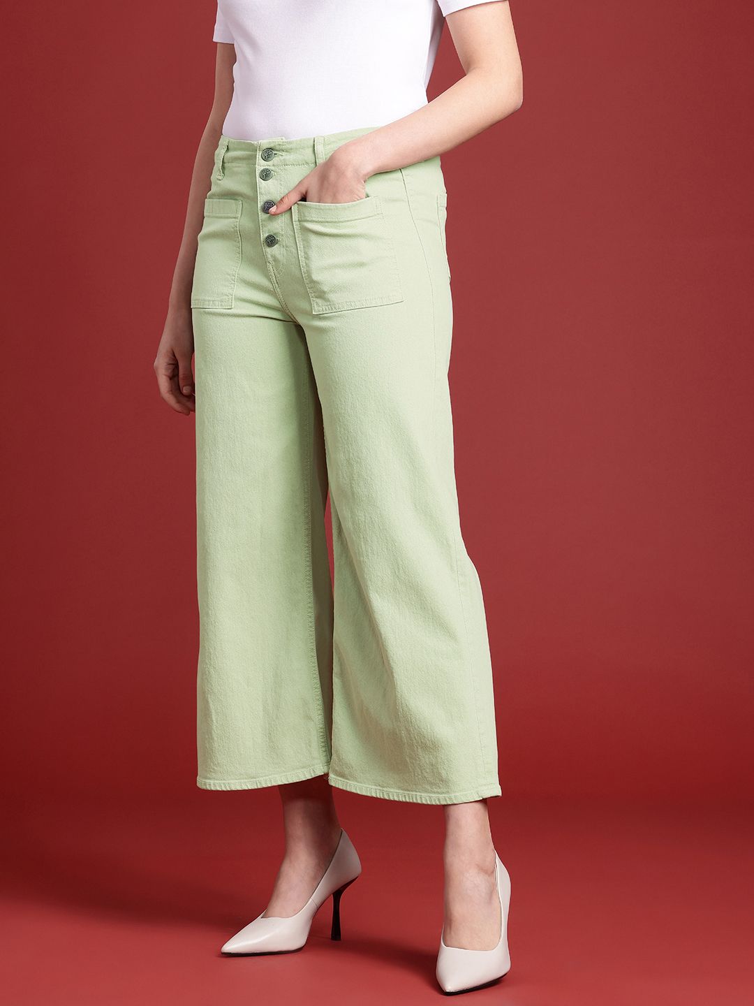 all about you Women Wide Leg High-Rise Stretchable Jeans