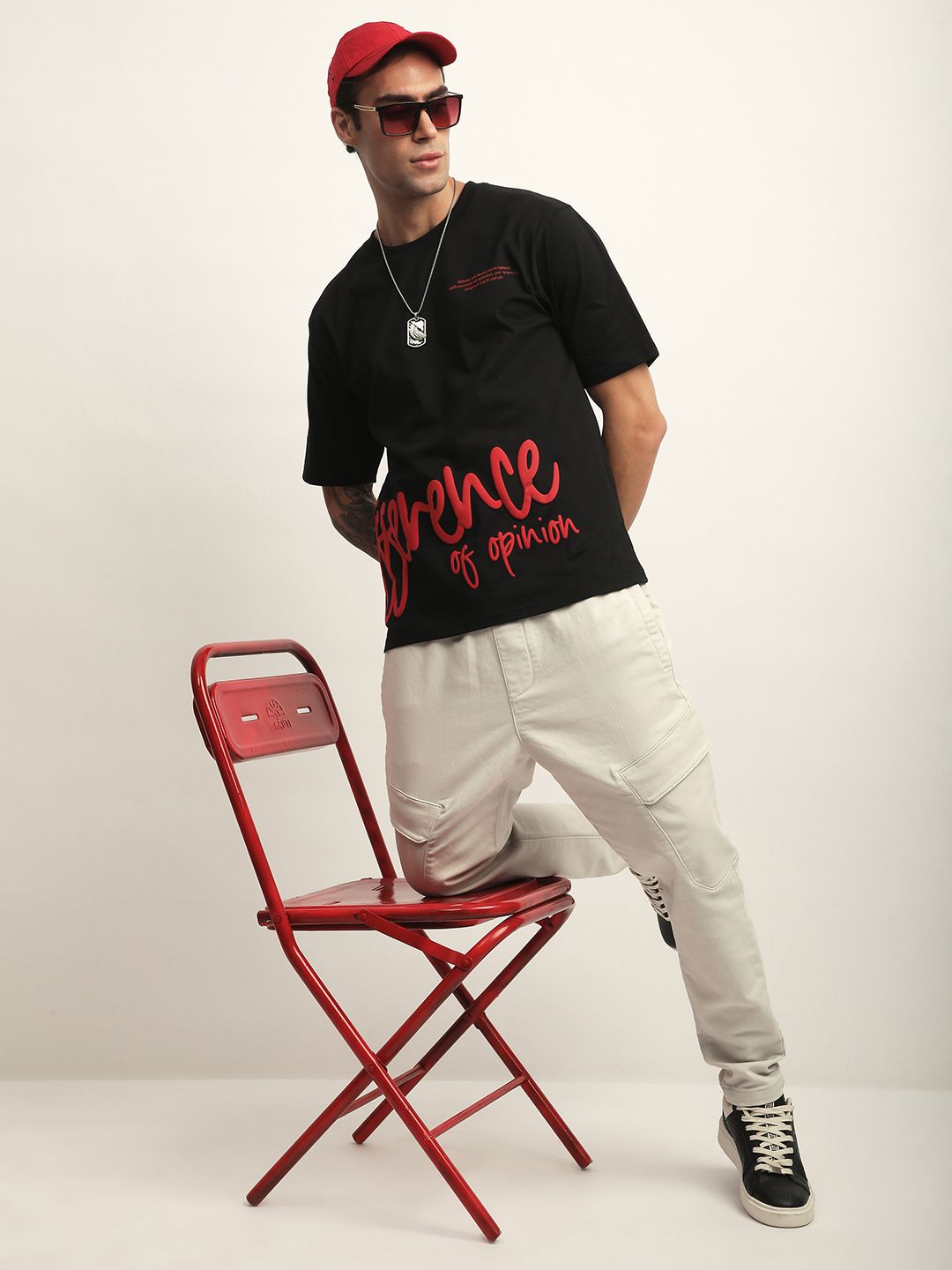 Difference Of Opinion Men Short Sleeve Oversized Crew Neck Printed Tshirt