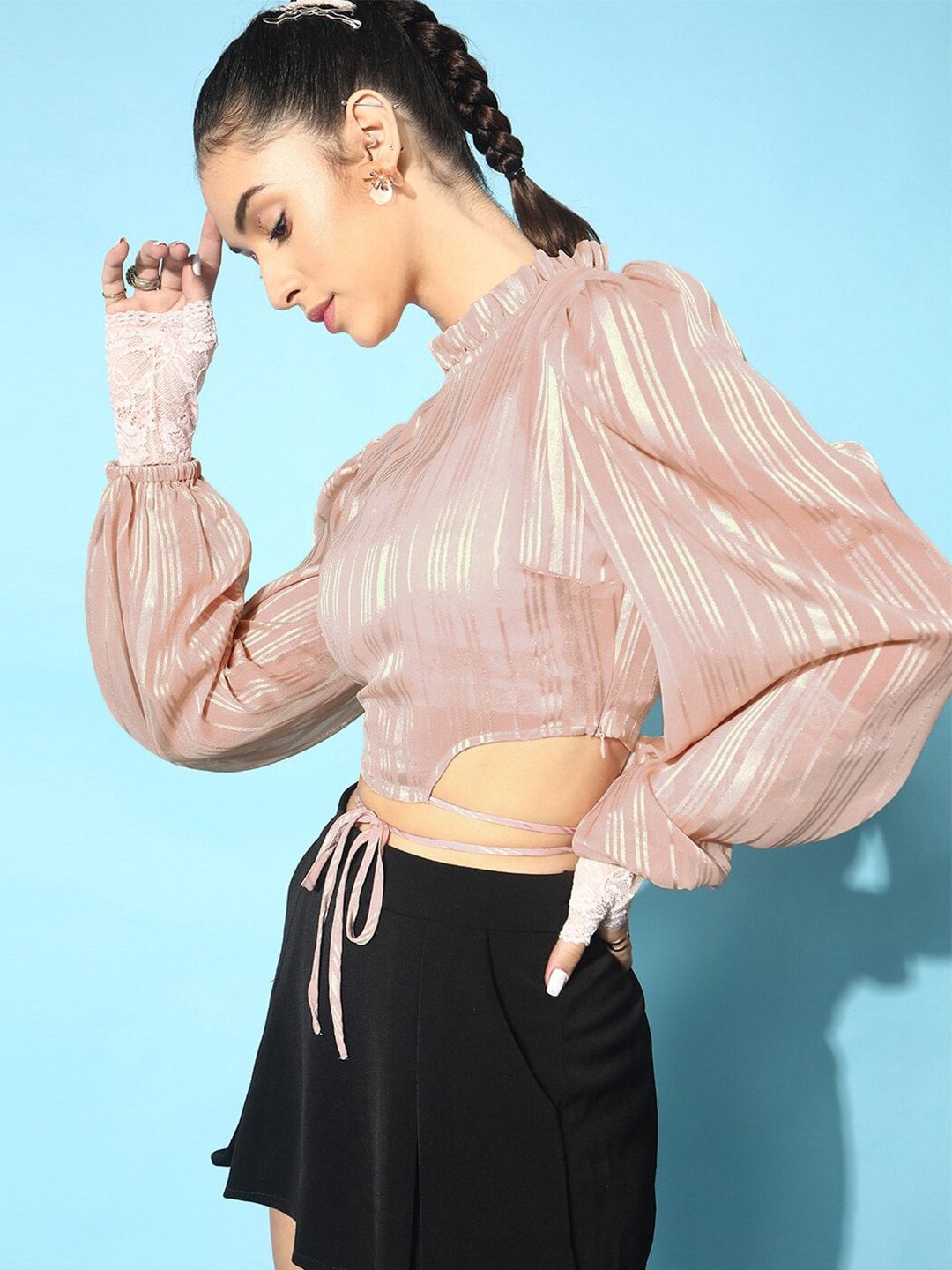 STREET 9 Women Pretty Pink Horizontal Striped Top