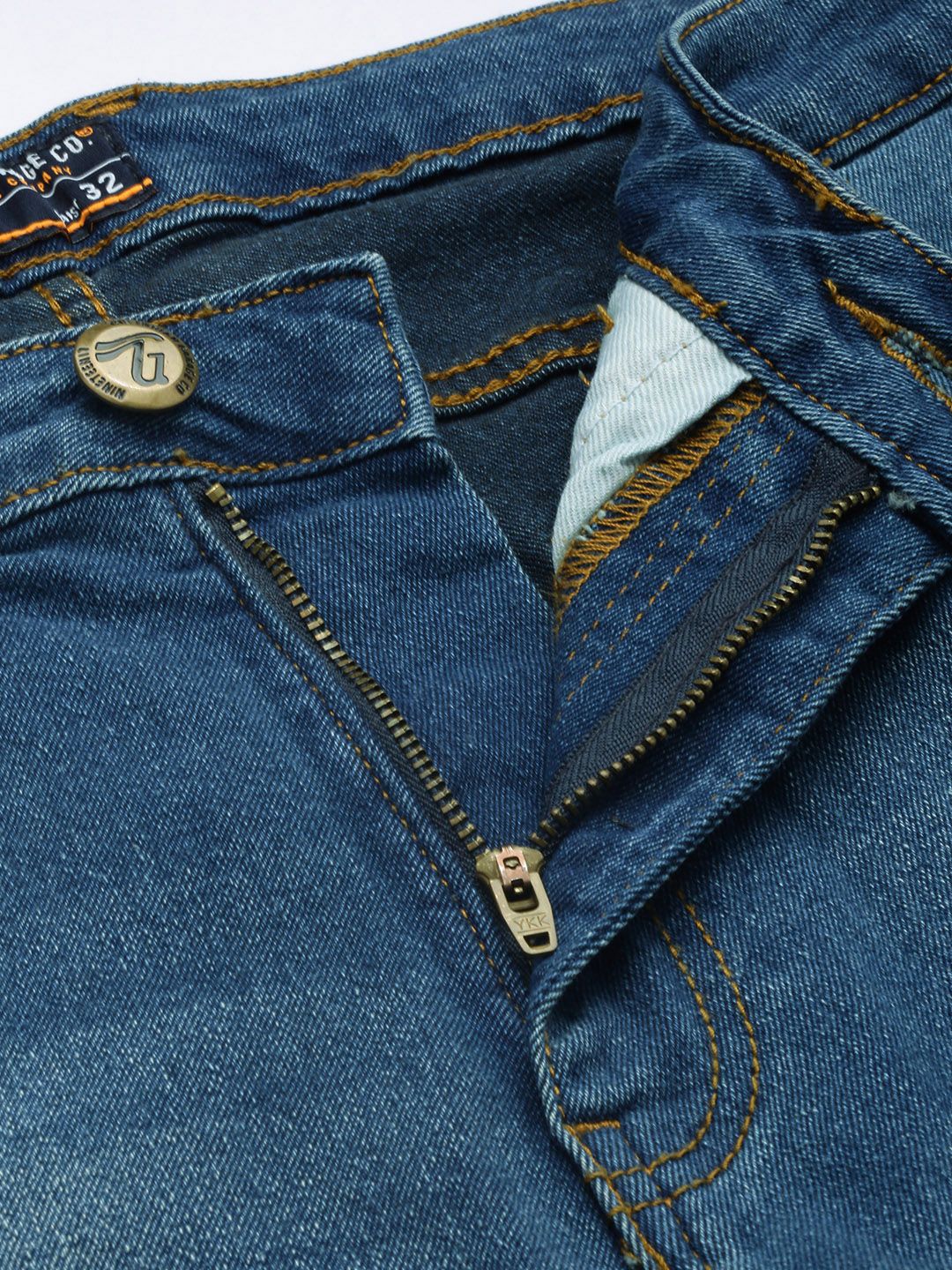 The Indian Garage Co Men Slim Straight Fit Light Fade Stretchable Jeans