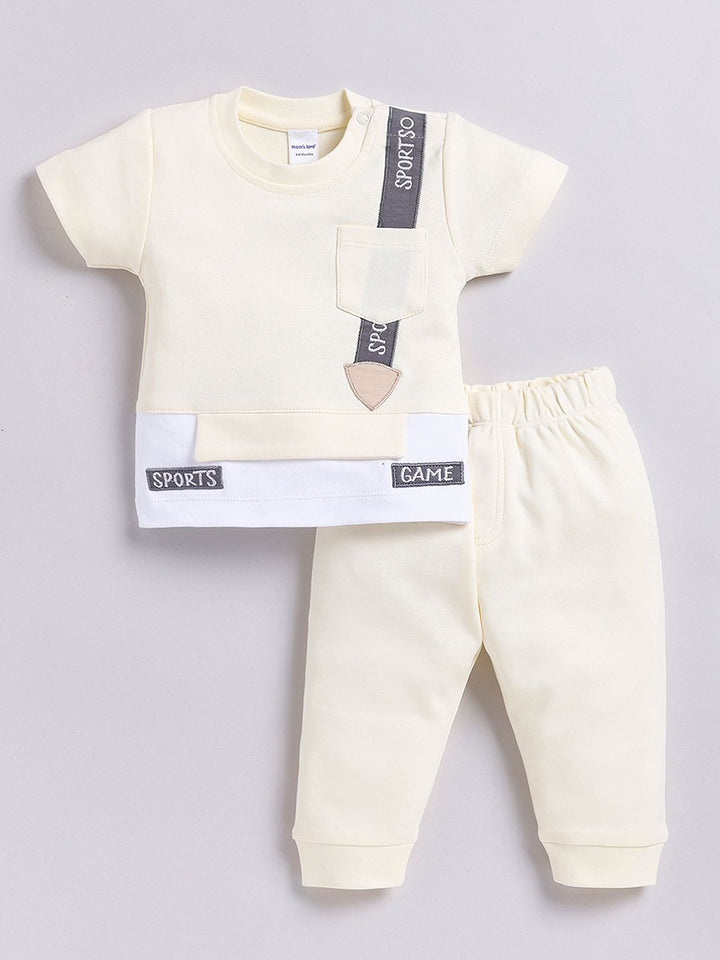 Moms Love Infant Boys Pure Cotton T-shirt With Joggers