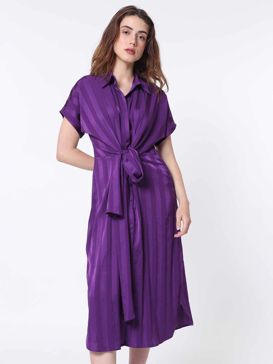 RAREISM Striped A-Line Midi Dress