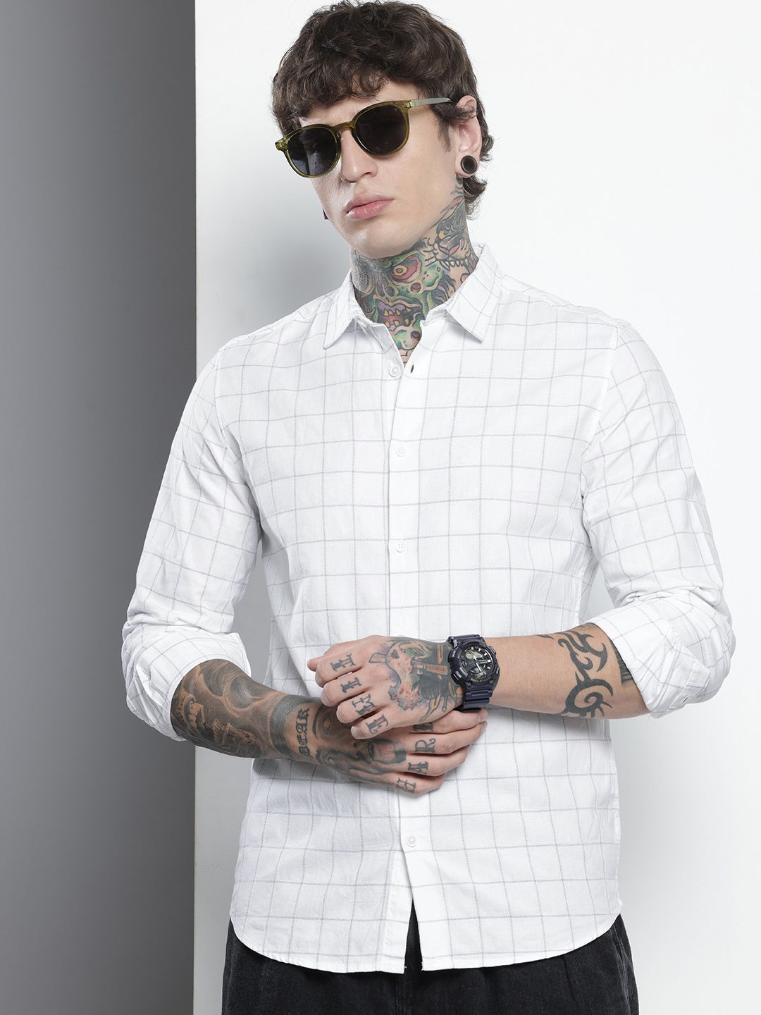 The Indian Garage Co Slim Fit Checked Casual Shirt