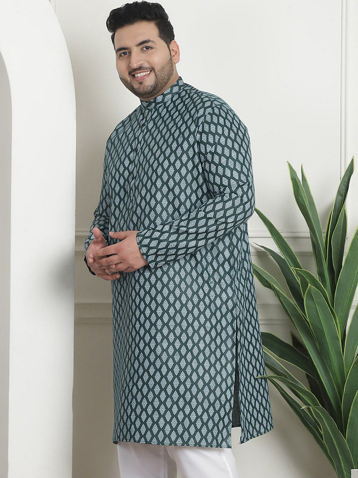 SOJANYA PLUS Ethnic Motifs Printed Band Collar Straight Kurta