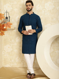 SOJANYA Ethnic Motifs Embroidered Pure Cotton Kurta with Churidar