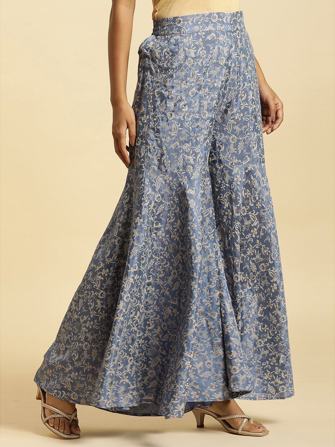 W Women Floral Printed Flared Ethnic Palazzos