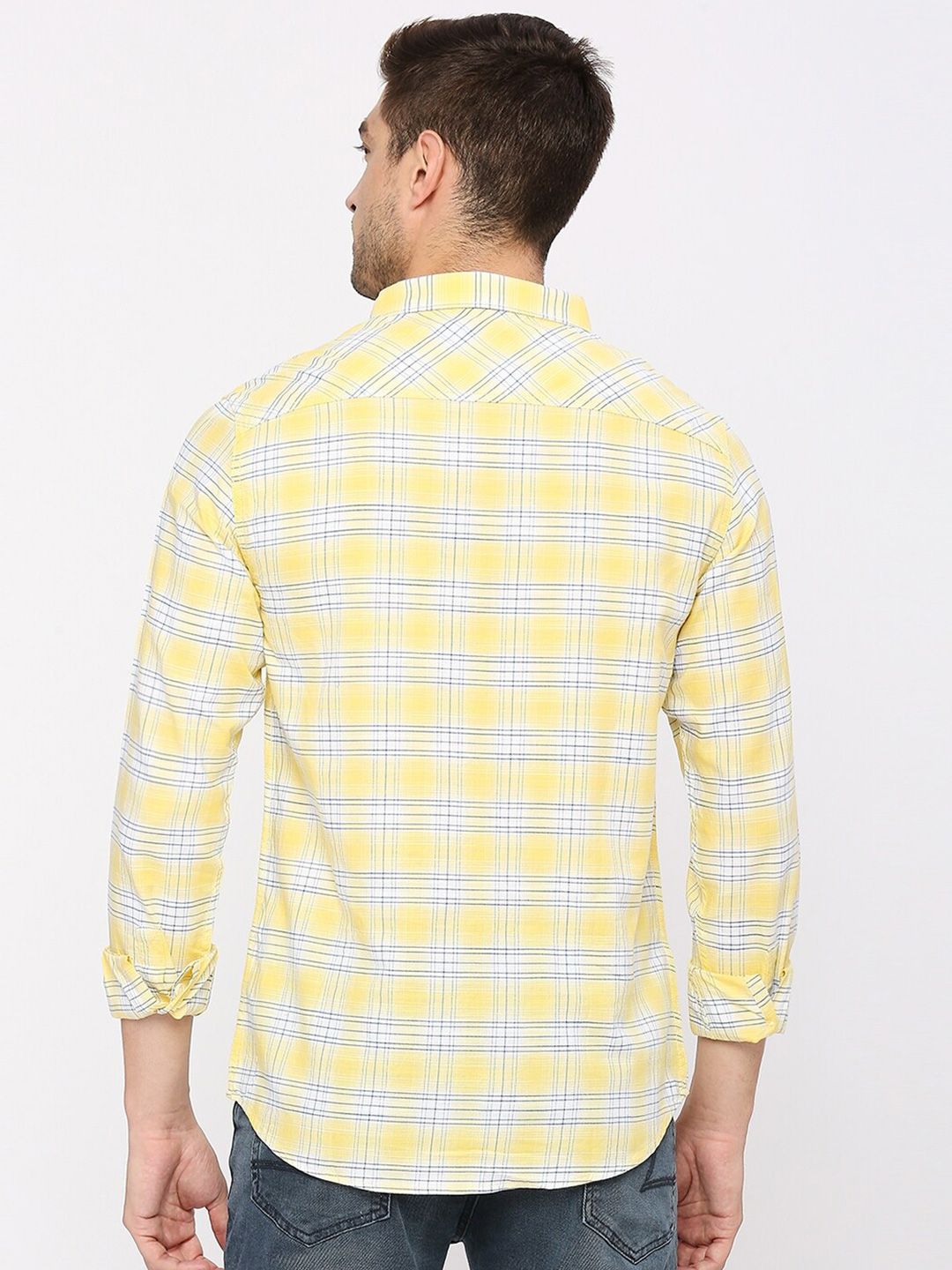 SPYKAR Slim Fit Tartan Checks Opaque Checked Cotton Casual Shirt