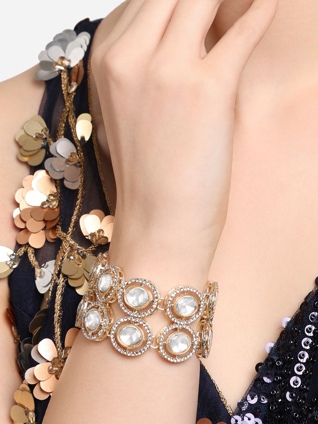 Set Mutiara Zaveri 2 Gelang Lilit Berlian Austria Bersalut Emas