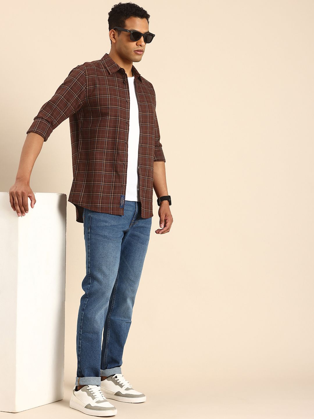 Being Human Pure Cotton Slim Fit Checked Casual Shirt