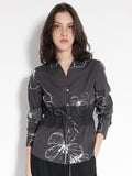 RAREISM Floral Printed Three-Quarter Sleeves V-Neck Cotton Top