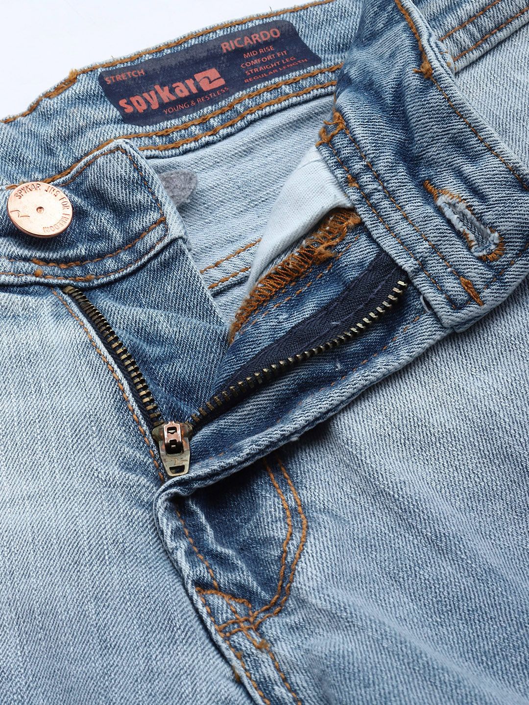 SPYKAR Men Ricardo Comfort Fit Mid-Rise Highly Distressed Heavy Fade Stretchable Jeans